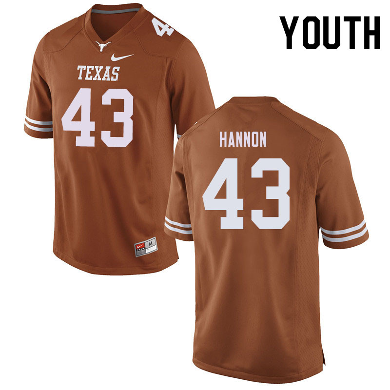 Youth #43 Chris Hannon Texas Longhorns College Football Jerseys Sale-Orange